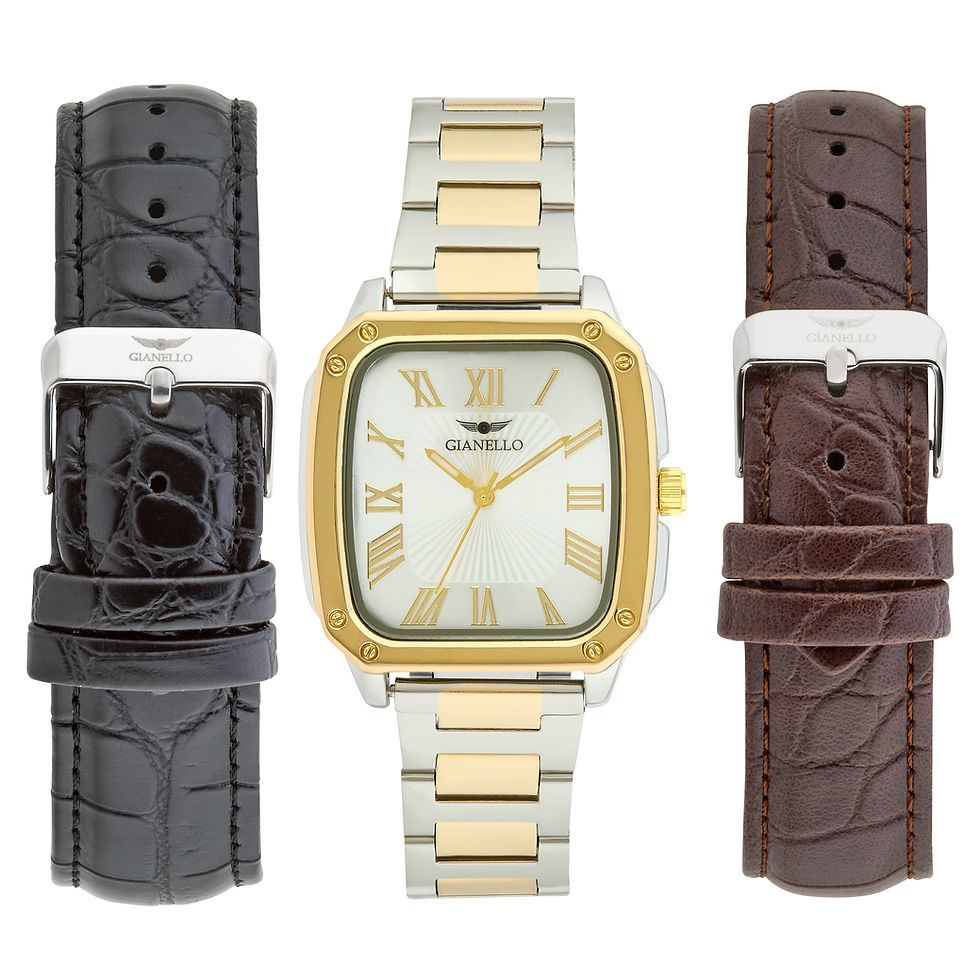 Thumbnail: Gianello Vector Square Interchangeable 3 Strap Watch Set