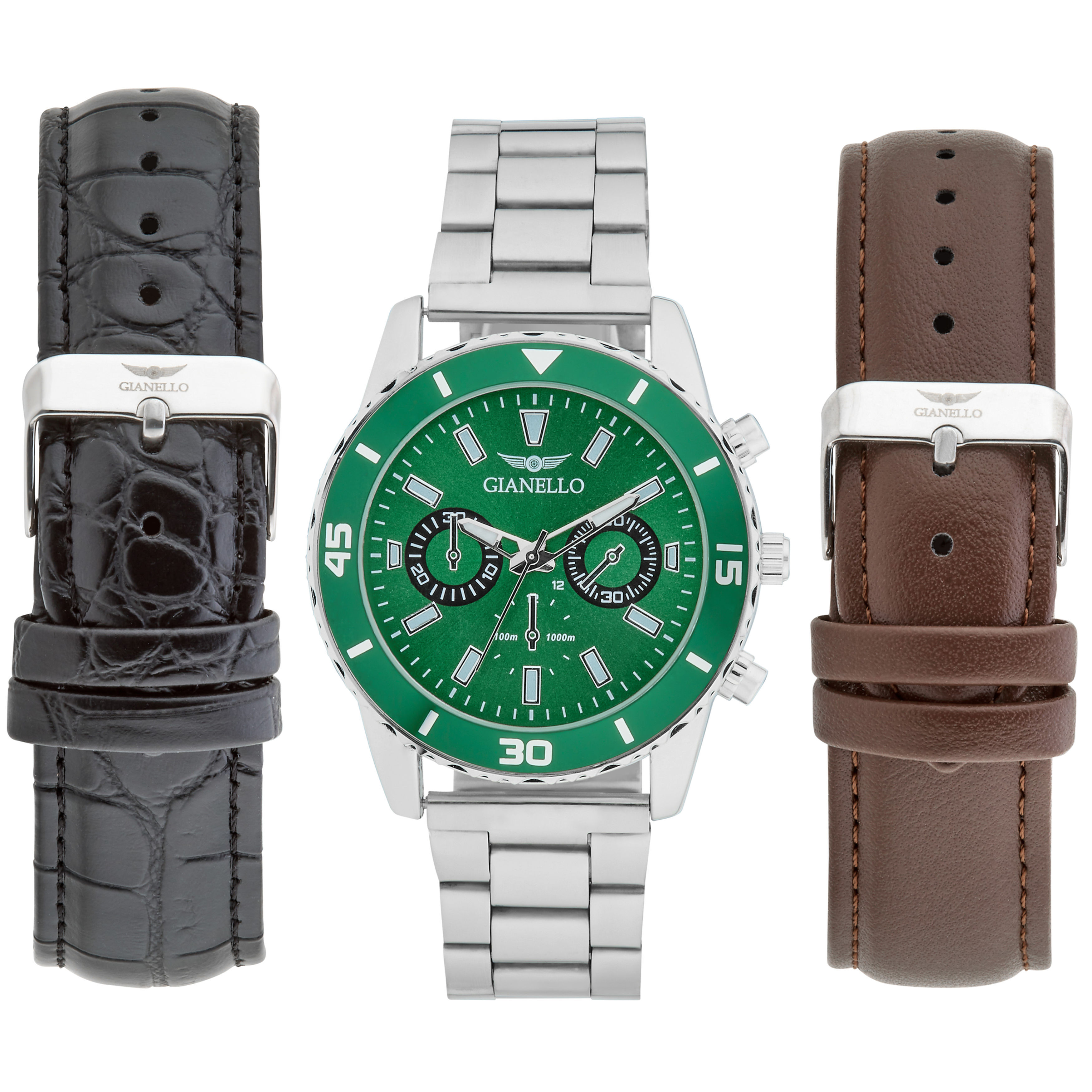 Gianello Triad Interchangeable 3 Strap Watch Set