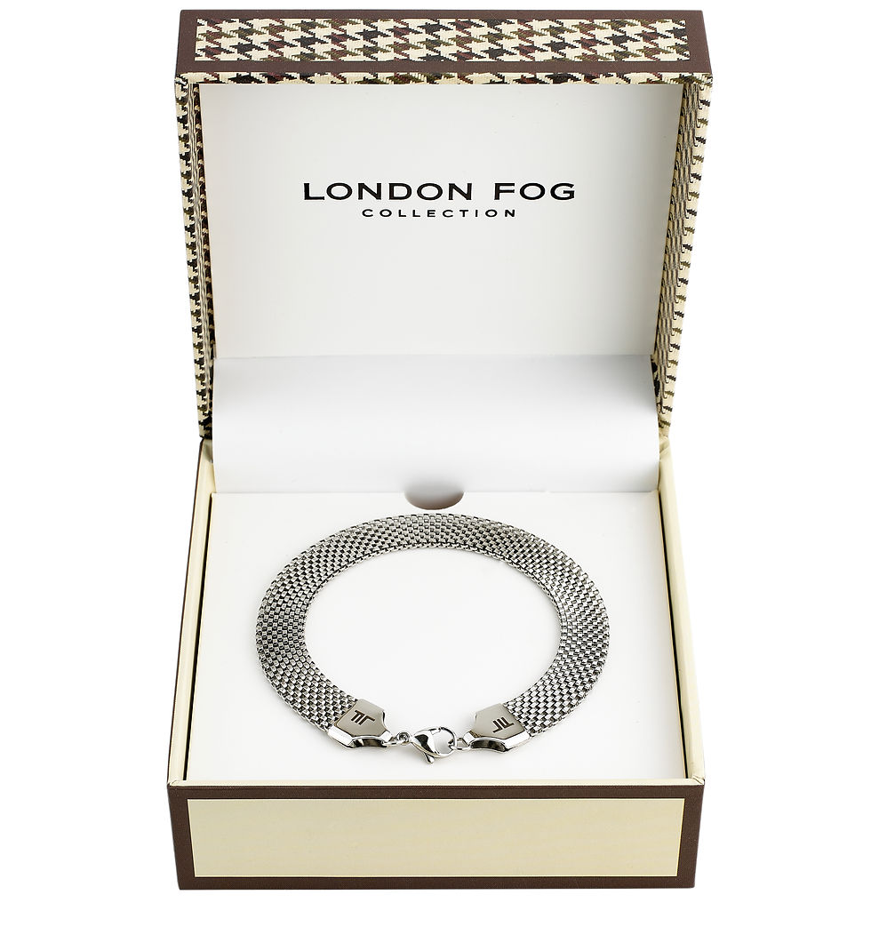 Thumbnail: London Fog 8 Inch Tailored Sterling Silver Plated Mesh Link Bracelet