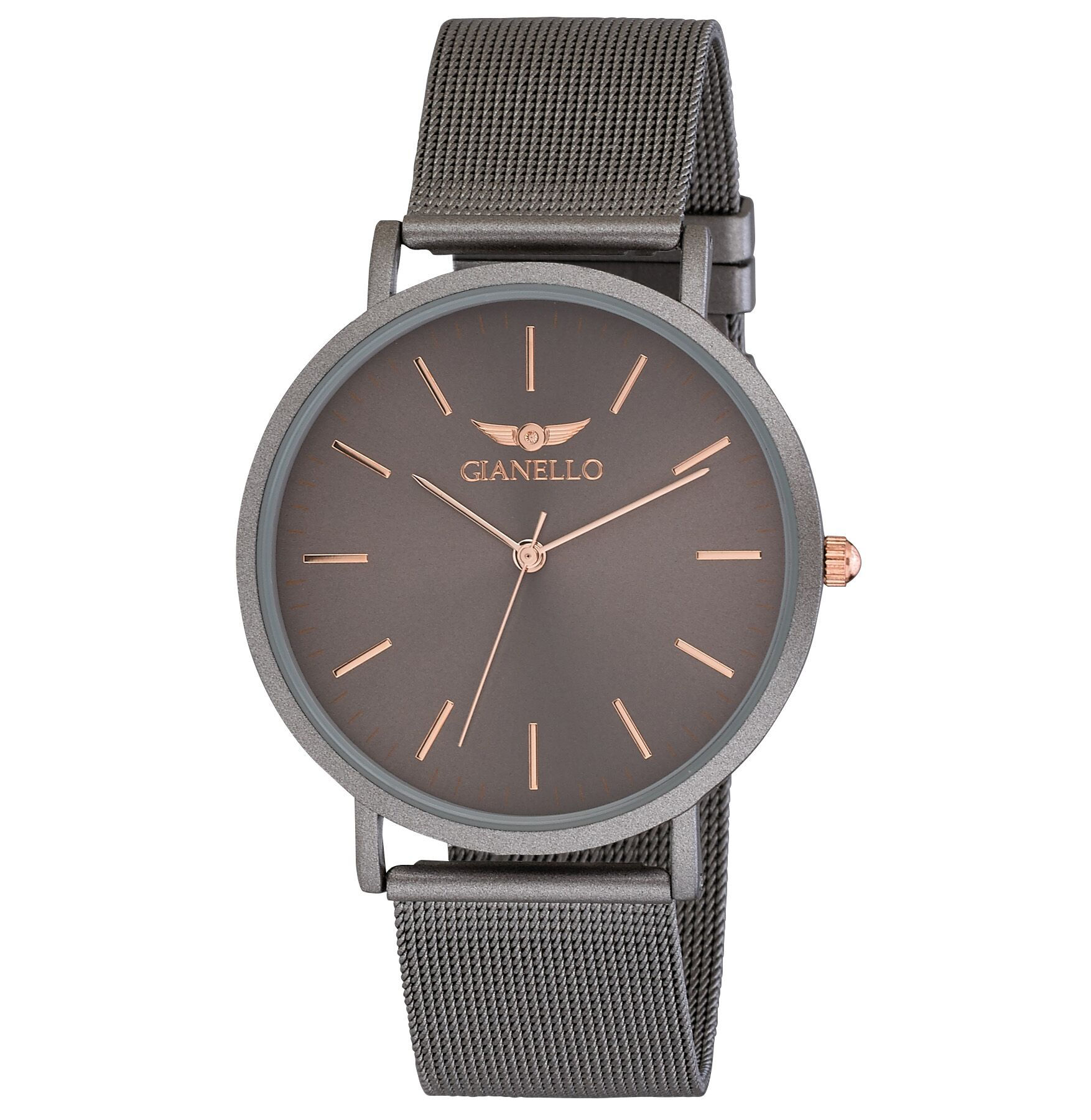 Gianello Stainless Steel Slim Case Mesh Bracelet Watch