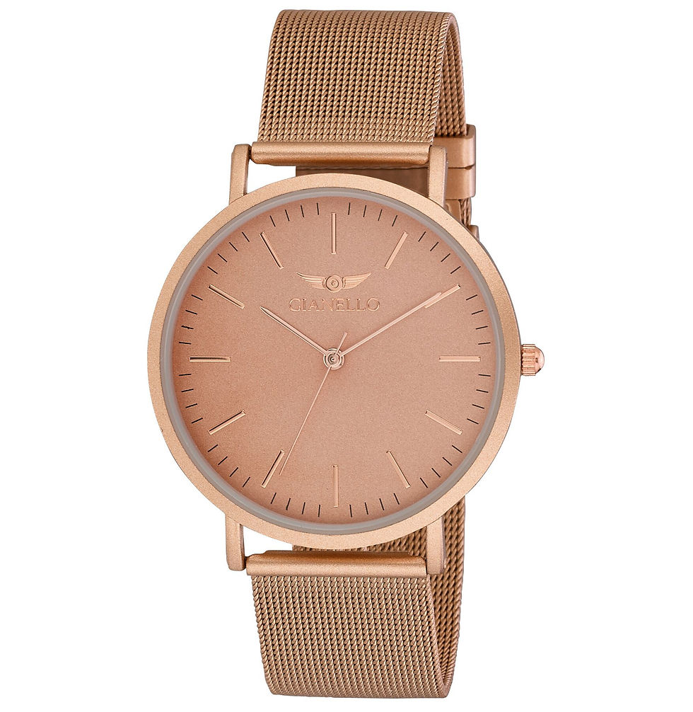 Thumbnail: Gianello Stainless Steel Slim Case Mesh Bracelet Watch