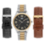 Thumbnail: Gianello Monarc Black Interchangeable 3 Strap Watch Set