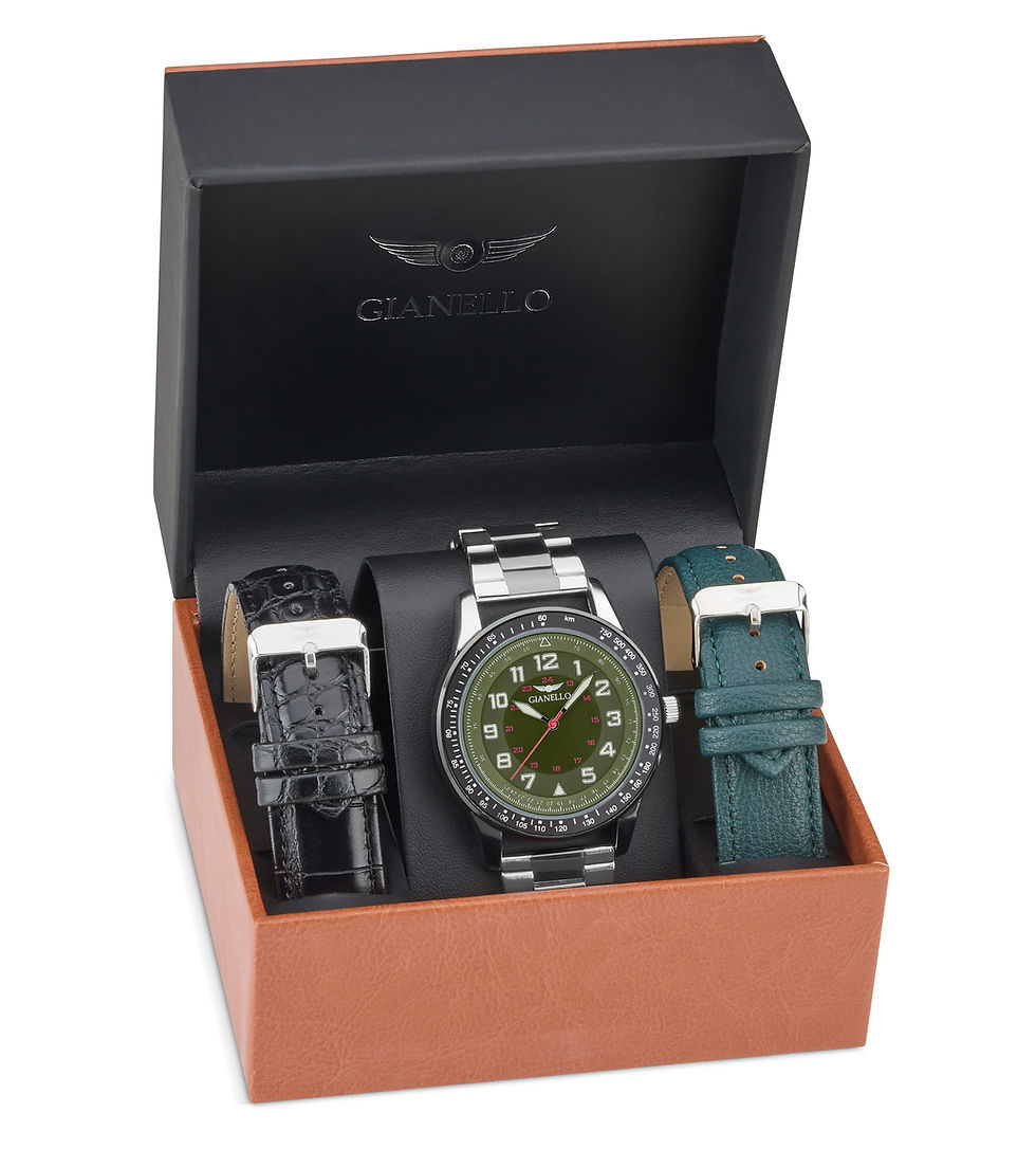 Thumbnail: Gianello Vantor Tachymeter Interchangeable 3 Strap Watch Set