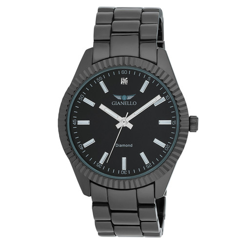 Gianello Men's Genuine Diamond Fluted Dial R Link Watch Carat Size 1/10