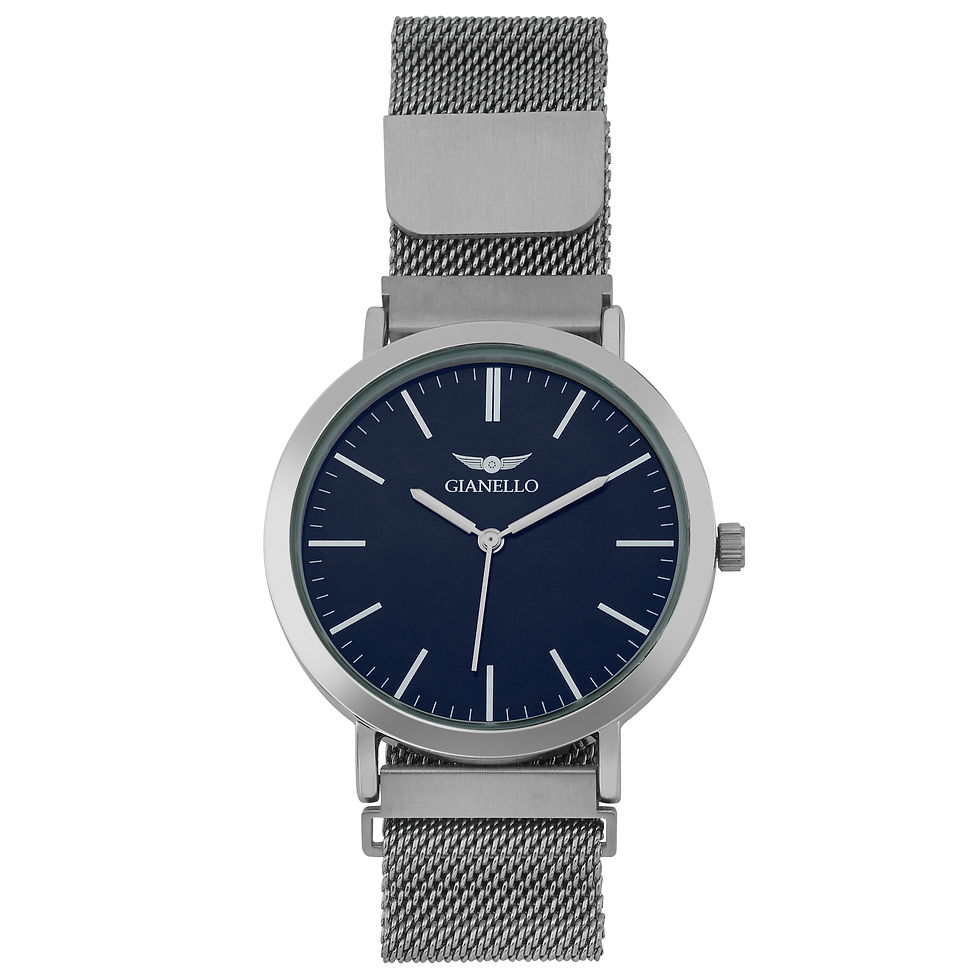 Thumbnail: Gianello Men's Magnetic Closure Round Mesh Watch