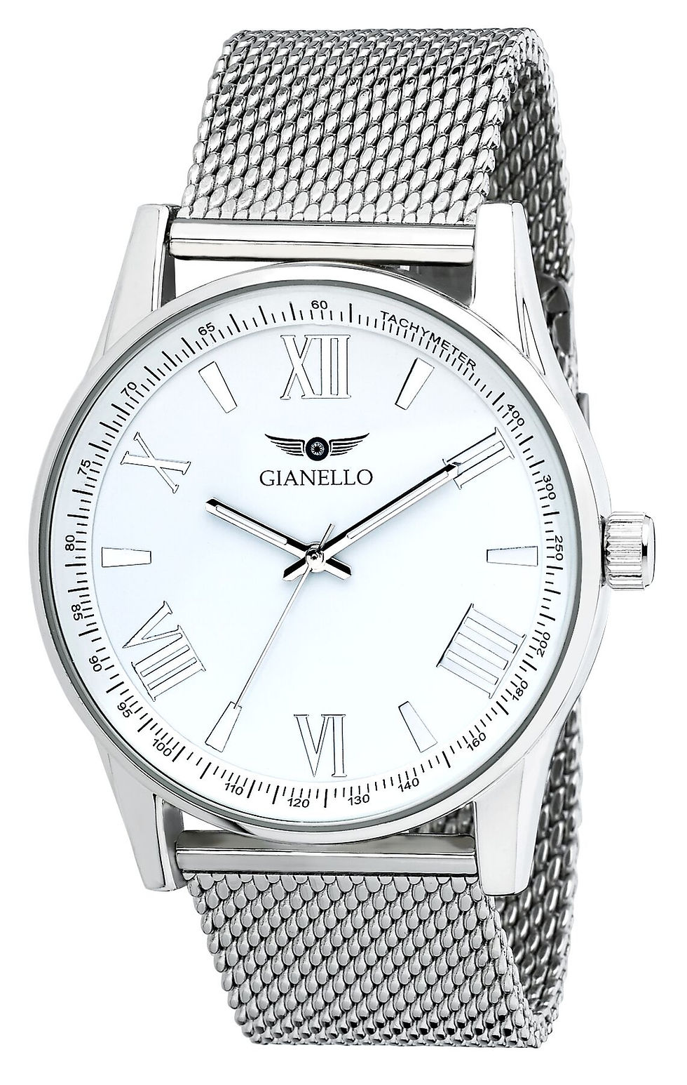 Thumbnail: Gianello Mens 42mm Roman Numeral Mesh Strap Watch