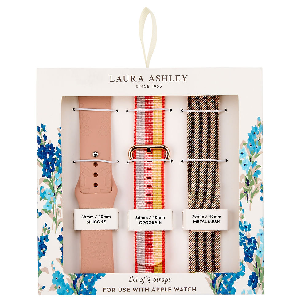 Thumbnail: Laura Ashley Apple Watch Compatible Set 3 Straps Fits 38mm 40mm Mesh, Silicone