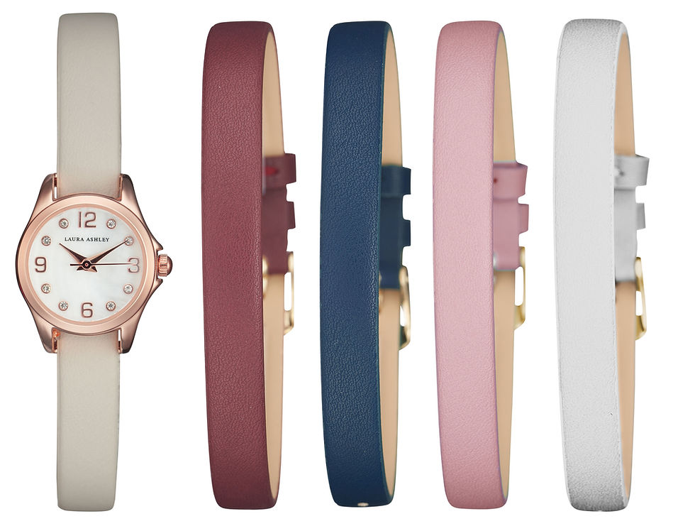 Thumbnail: Laura Ashley Women's Mini Case Strap Watch Set with 5 Interchangeable Straps