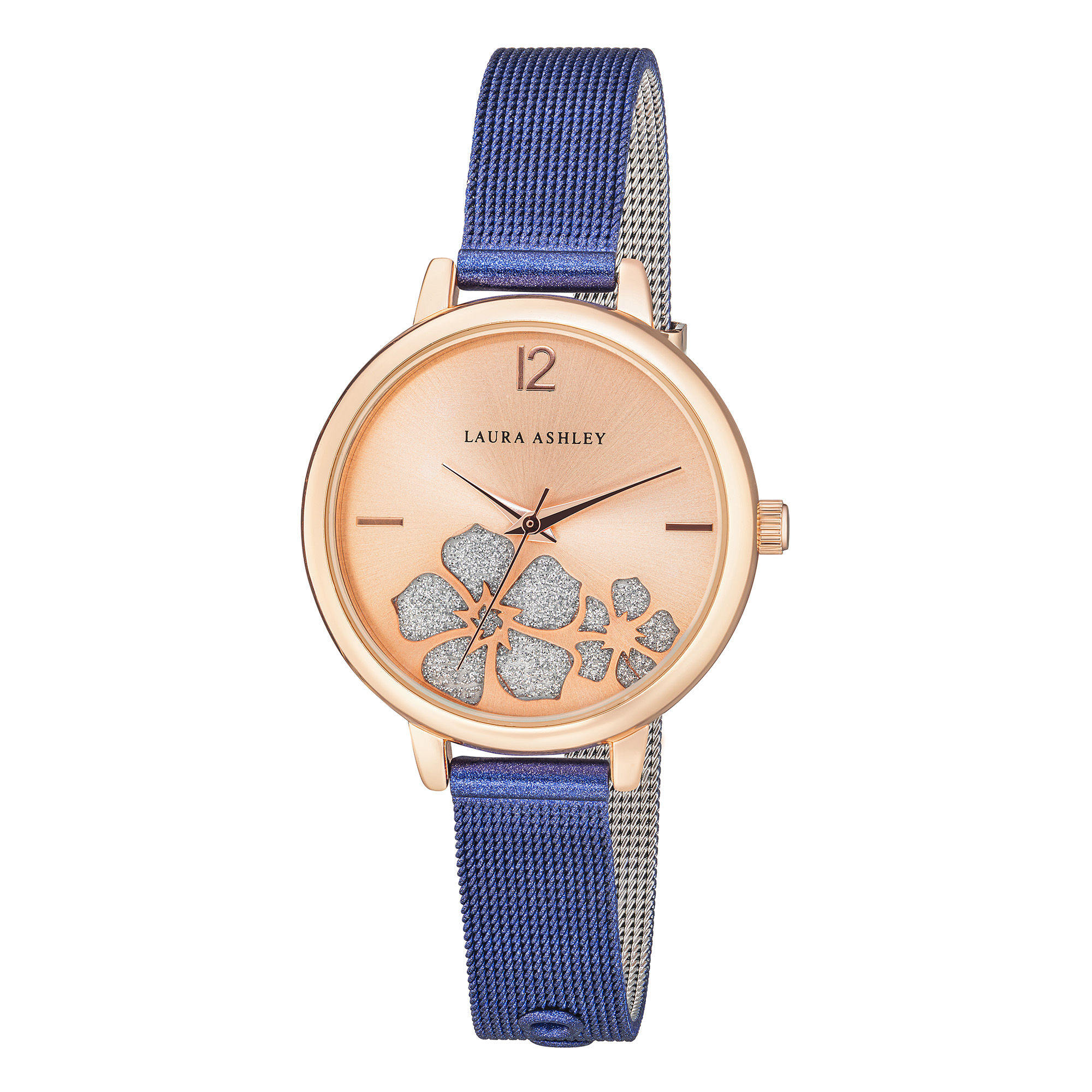 Laura Ashley Women's Sunray Floral Stone Dial 34mm Mesh Bracelet Watch