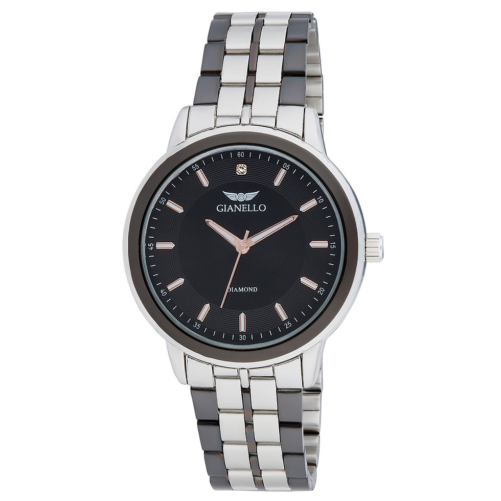 Thumbnail: Gianello Genuine Diamond Dial Prism D Round Link Watch Carat Size 1/10