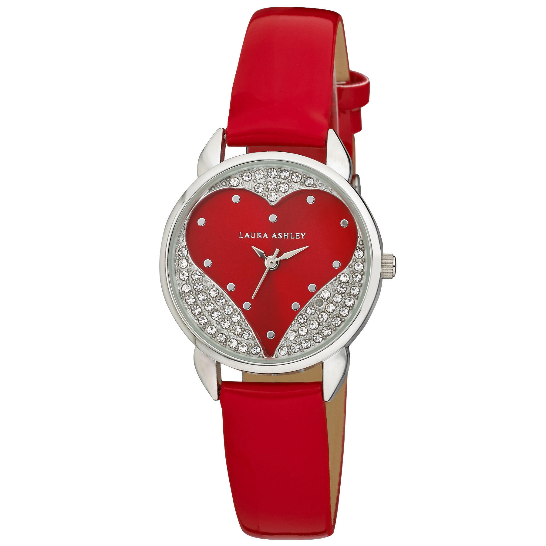 Laura Ashley Ladies Open Heart "Valentines Day" Patent Strap Women's Watch
