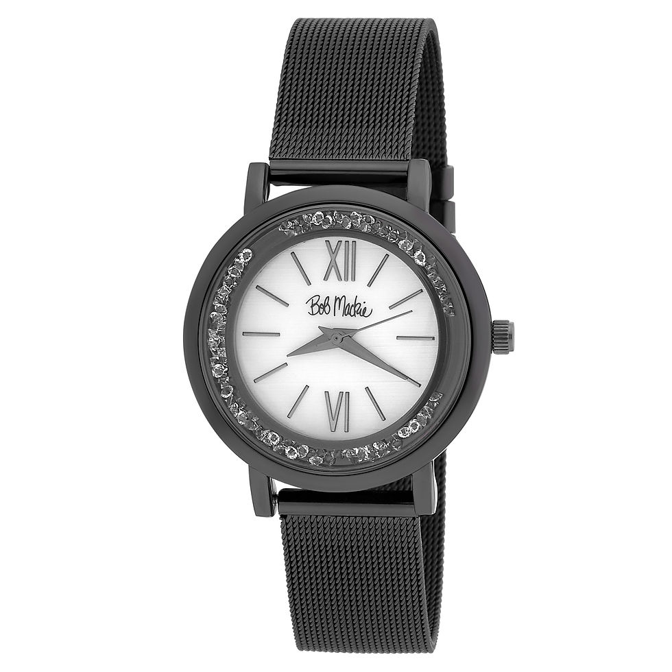 Thumbnail: Bob Mackie Women's 34mm Rolling Stone Dial Mesh Strap Watch