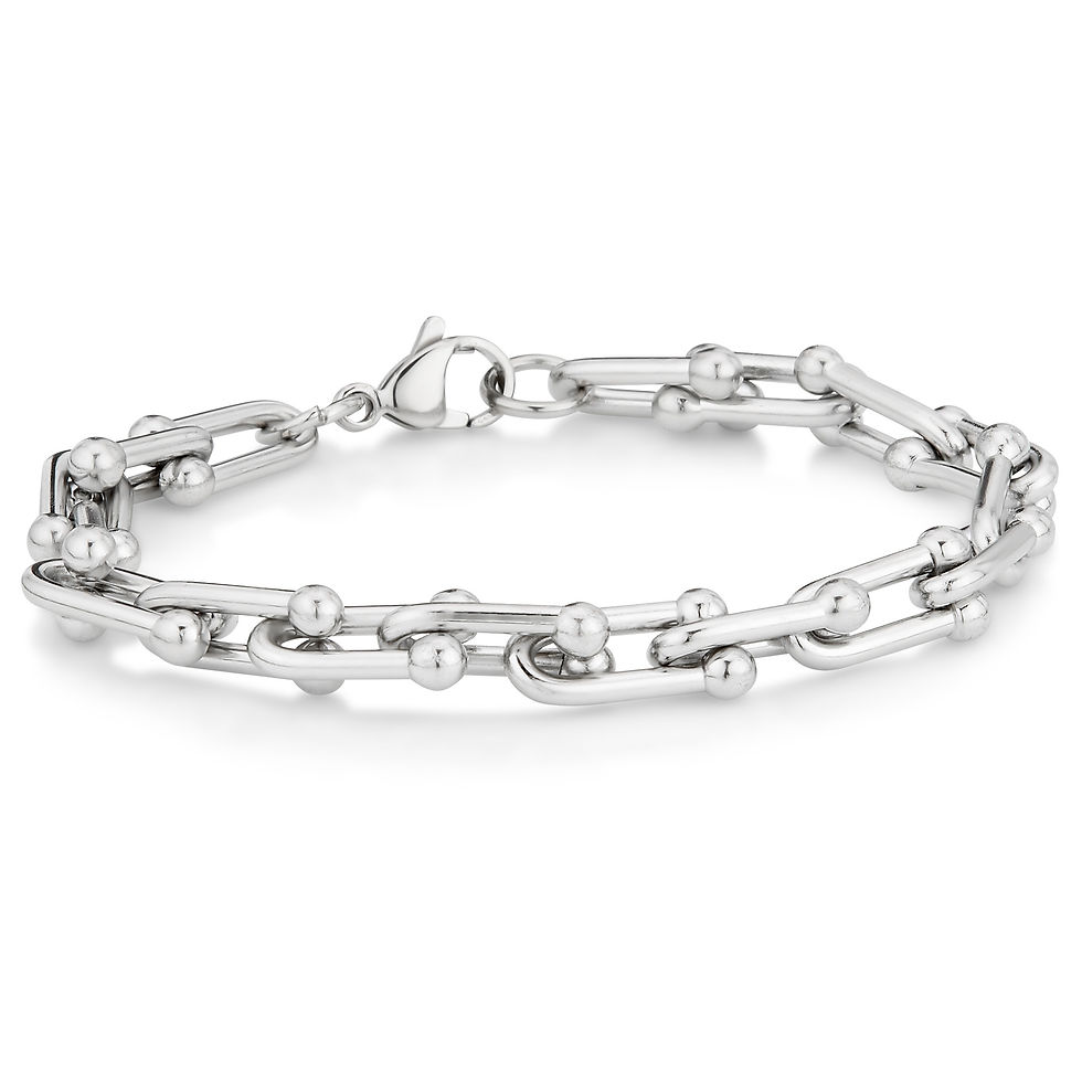Thumbnail: London Fog Horse Bit Sterling Silver Plated 7.5 Inch Unisex Bracelet For Him and