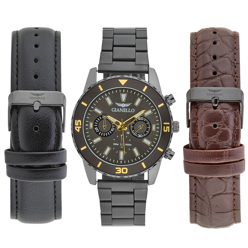 Thumbnail: Gianello Triad Interchangeable 3 Strap Watch Set
