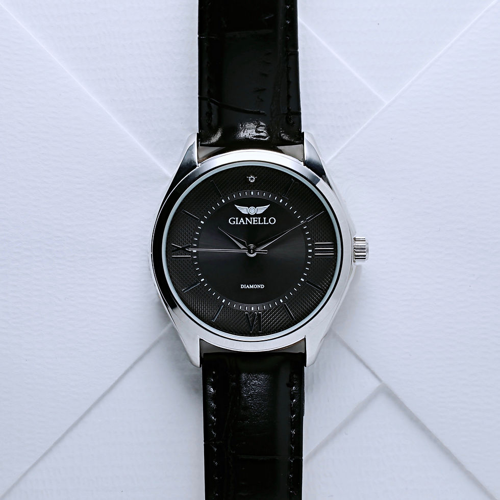 Thumbnail: Gianello Genuine Diamond CONSTANTINE Round Strap Watch Carat Size 1/10