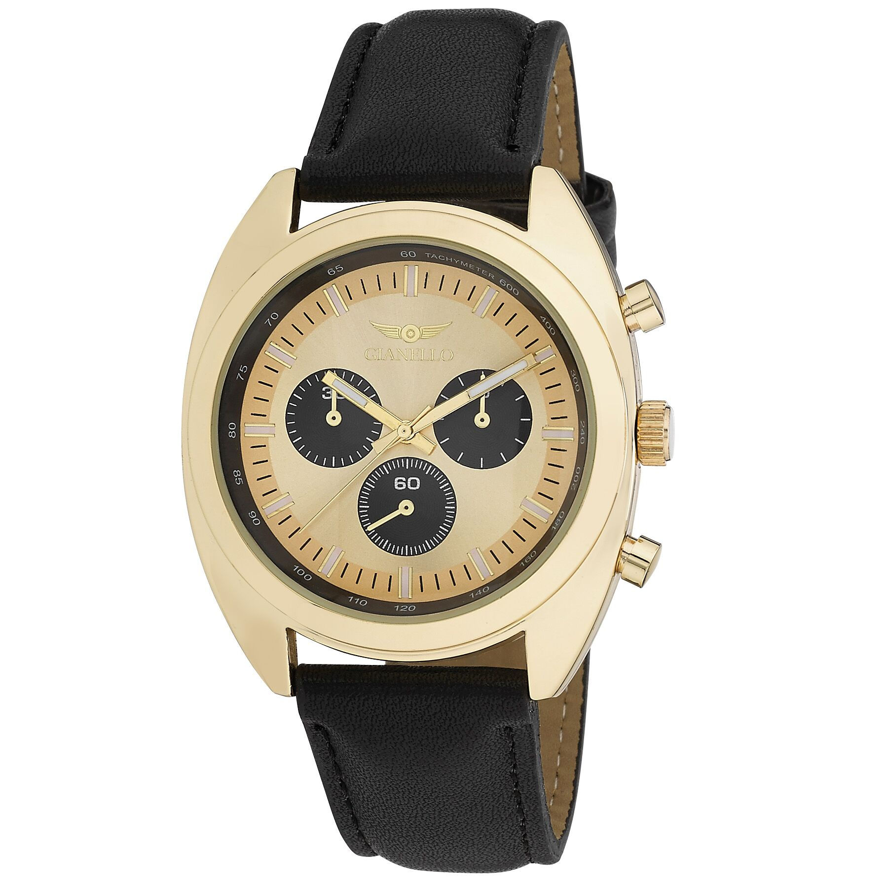 Gianello Men's Tri Faux Chrono Round Case Strap Watch