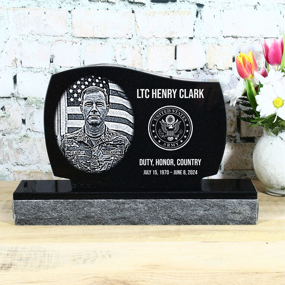 Small Garden Memorial stone monument with picture etching