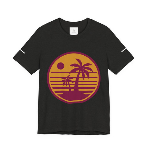 Retro Palm Sunset Tee, Unisex Jersey Tee, Beach Lover Gift, Casual