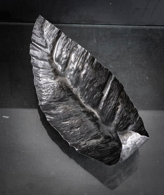 metal leaf bowl handmade unique textured for home
