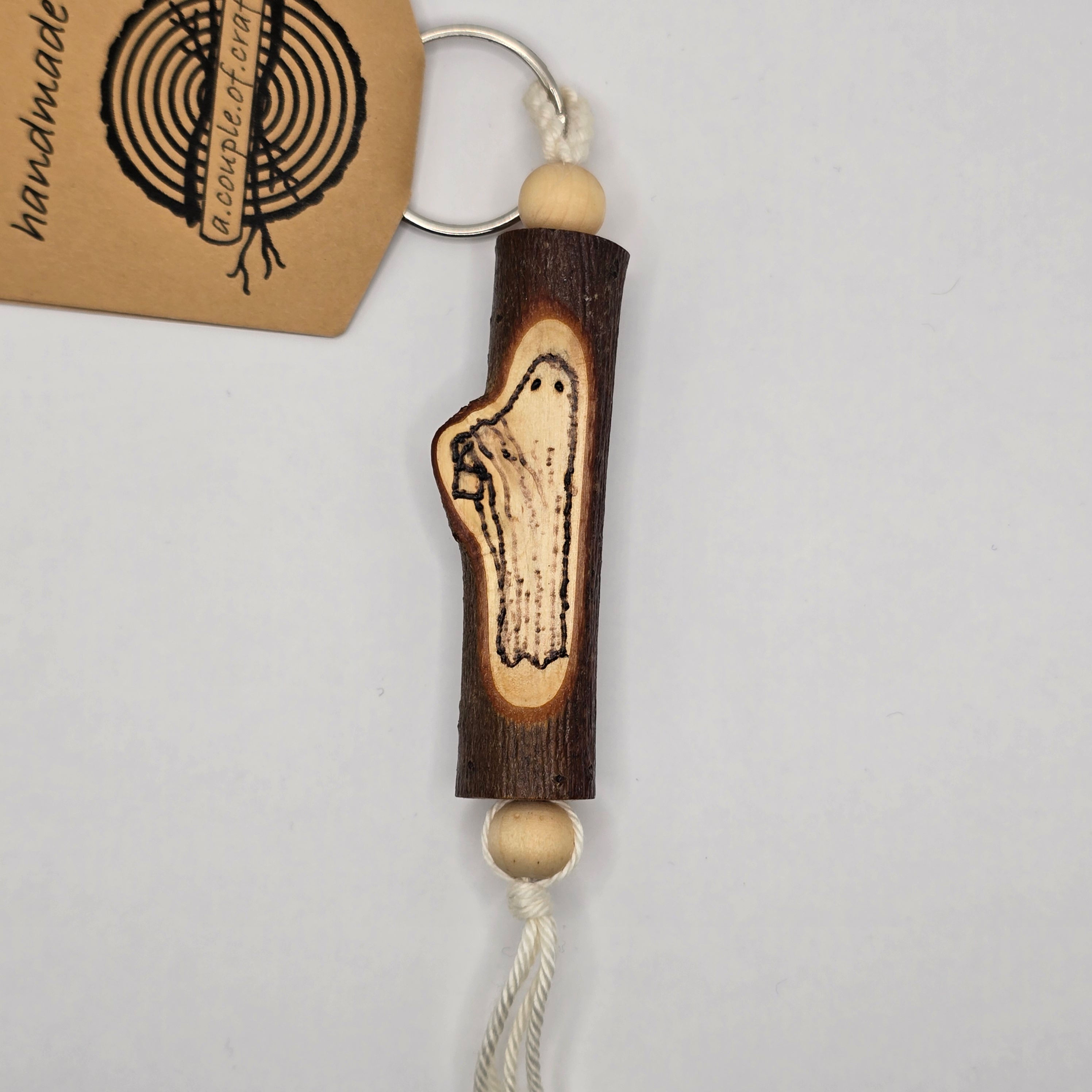 Schlüsselanhänger aus Holz, Geist mit Laterne