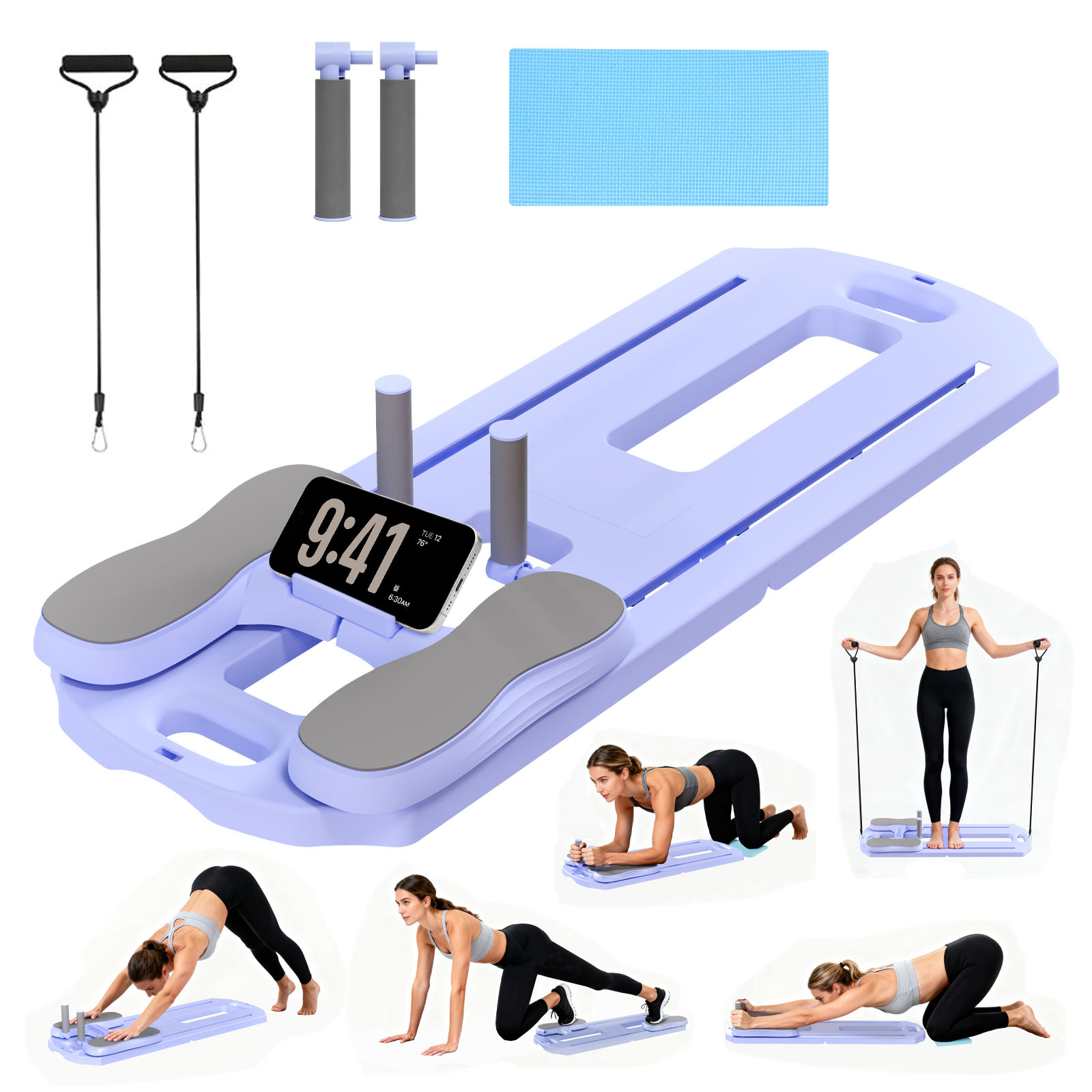 5-in-1 Foldable Pilates Abs Board Push-up Core Abdominal Strength Trainer Leg Ar