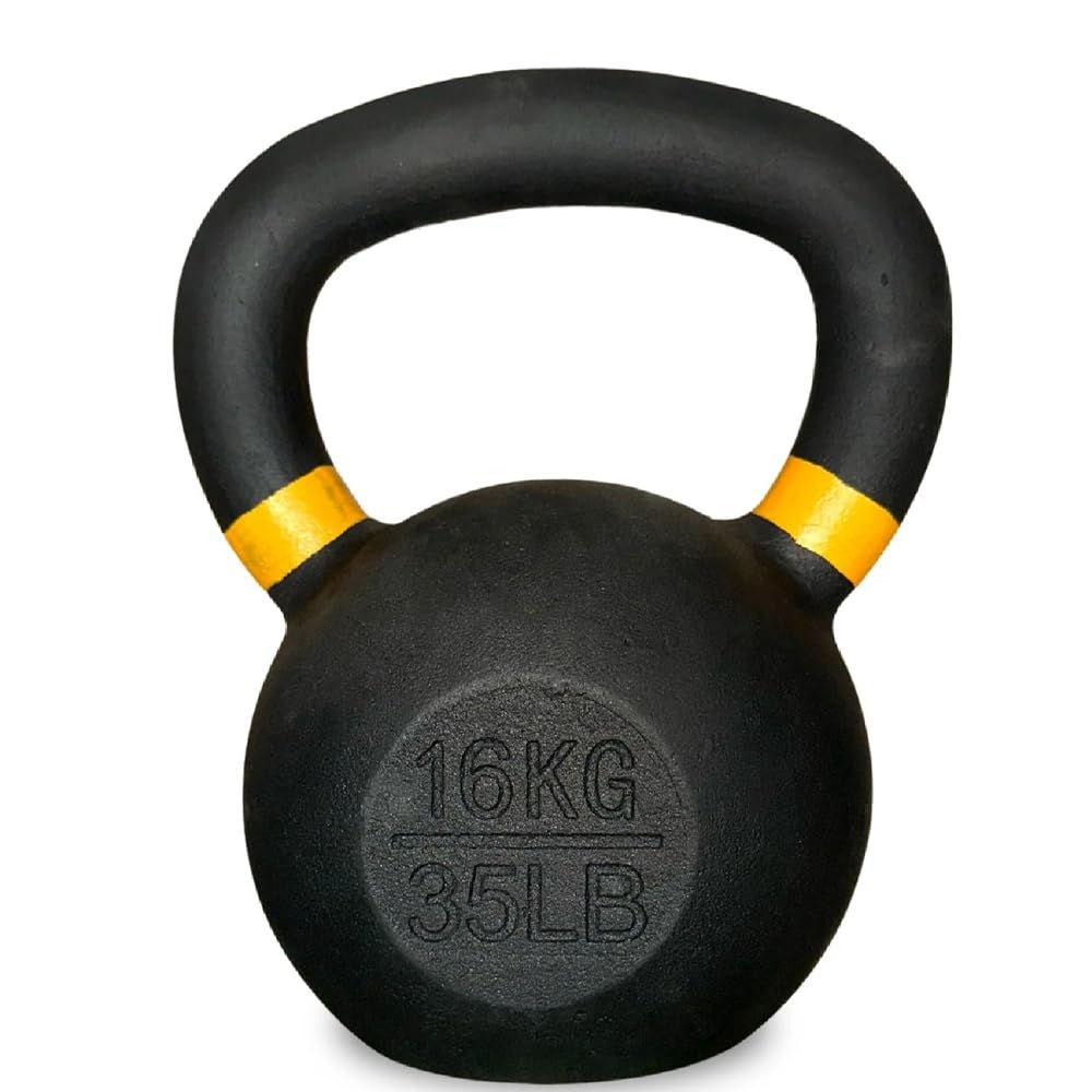 16kg Cast Iron Kettlebell Single Weight, Wide Handle Flat Base Strength Training