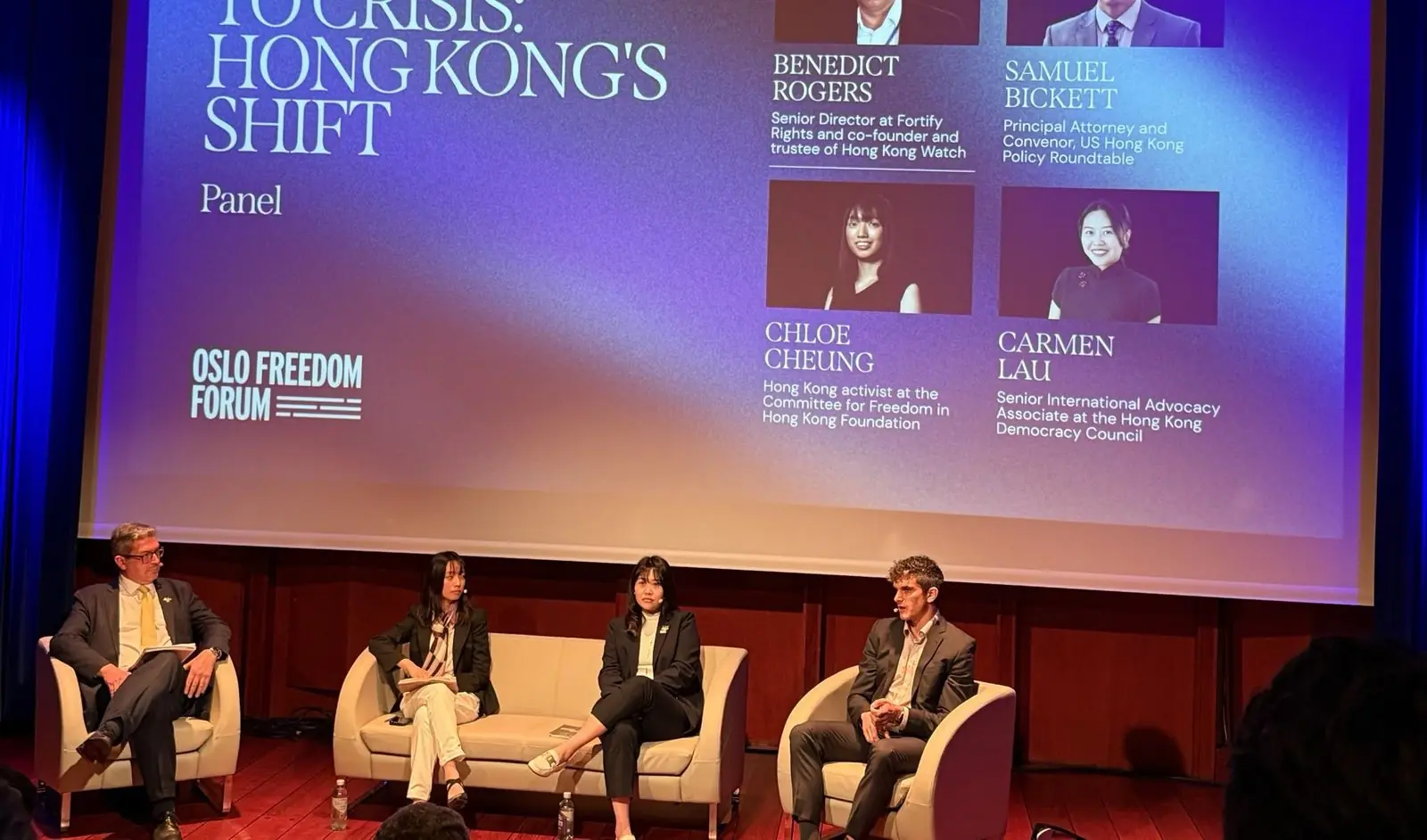 Samuel Bickett on a Hong Kong panel at the Oslo Freedom Forum