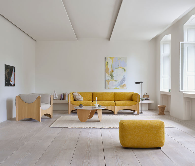 scandinavian interior design, Eilersen furniture, danish contemporary art, yellow sofa