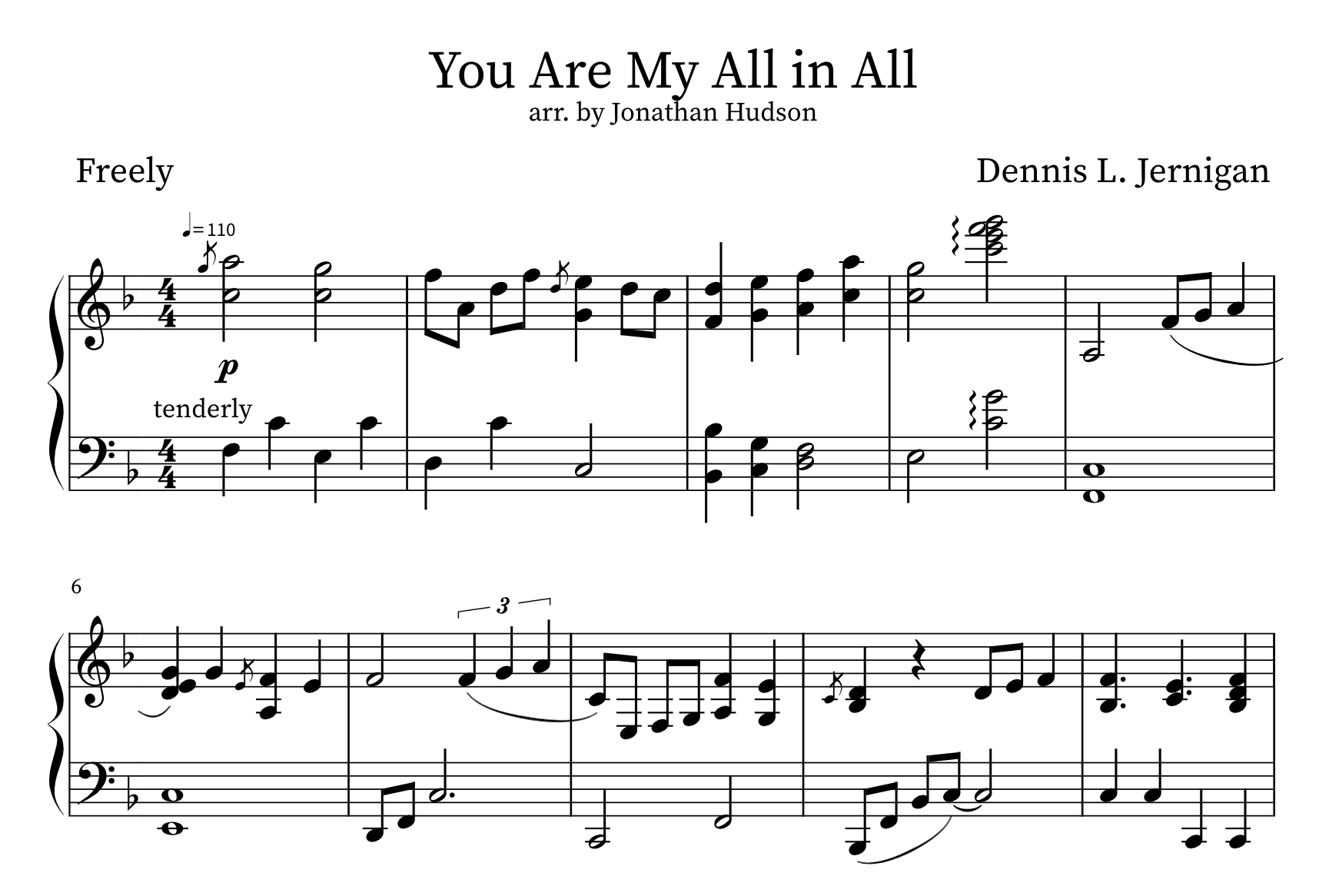 You Are My All In All - Solo Intermediate Piano Arrangement, Digital Sheet Music