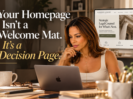 Law firm homepage being reviewed for client experience and website conversion