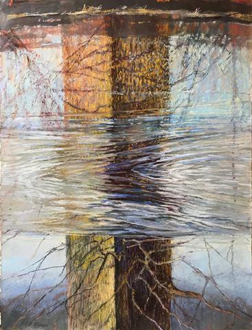 Reflecting on Illusion by Jill Rupinski, pastel, gouache, casein on paper, 29" x 22"