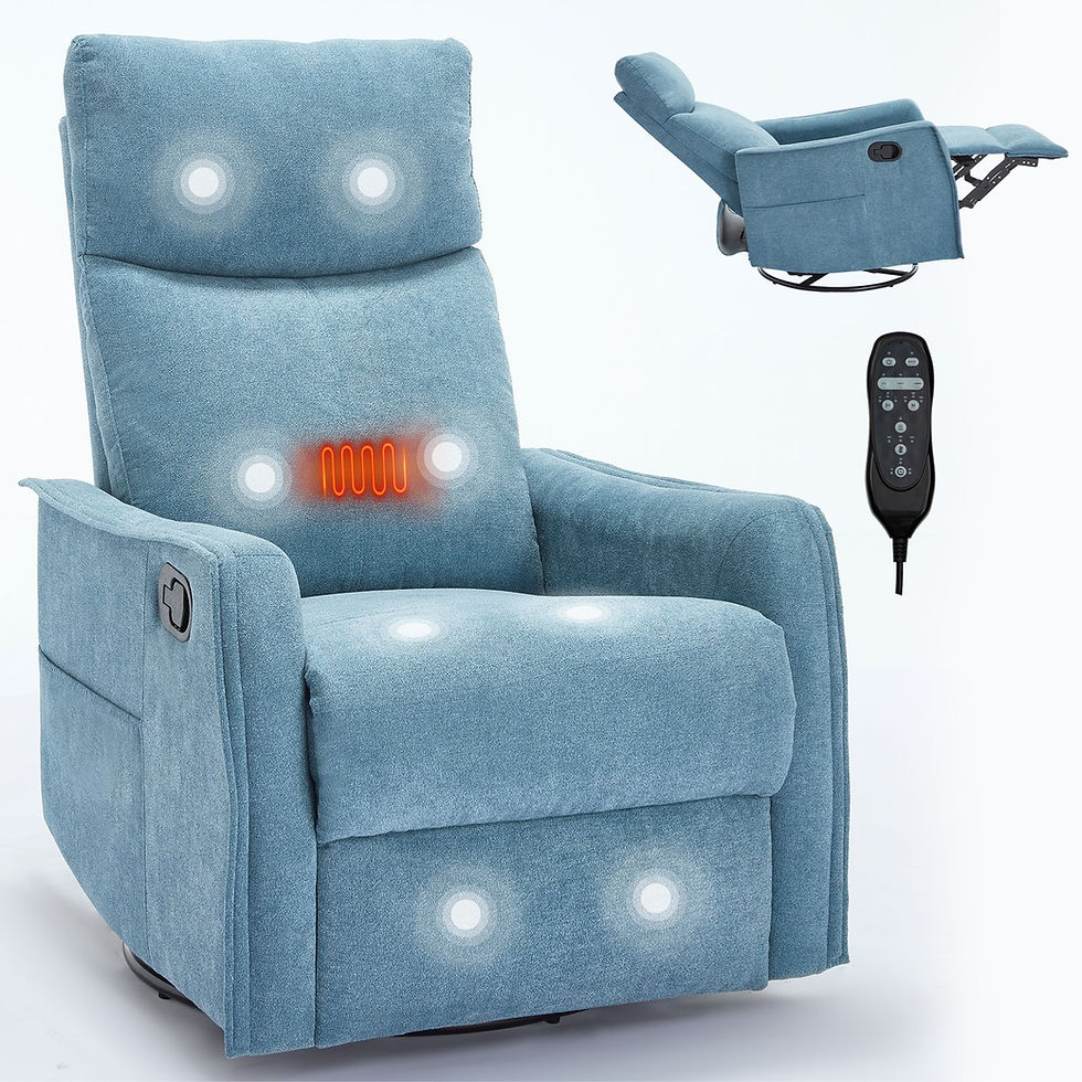 Thumbnail: Heat Massage Manual Recliner Chair with Rocker and Swivel in Fabric for Living R