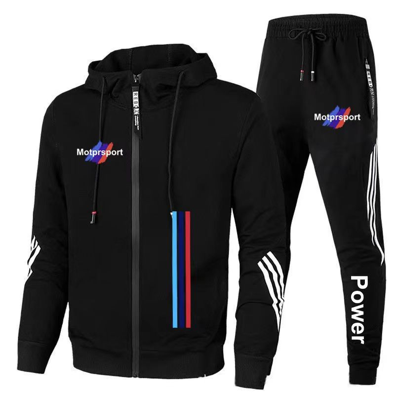 Thumbnail: For Bmw Men's Casual Sports Suit Zipper Hooded Jacket + Pants Tracksuit Sweatshi