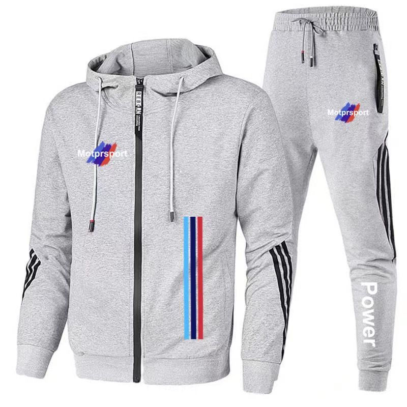Thumbnail: For Bmw Men's Casual Sports Suit Zipper Hooded Jacket + Pants Tracksuit Sweatshi