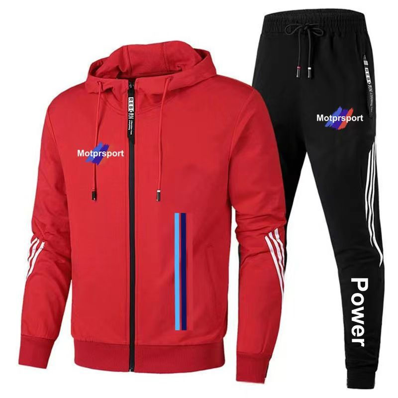 Thumbnail: For Bmw Men's Casual Sports Suit Zipper Hooded Jacket + Pants Tracksuit Sweatshi
