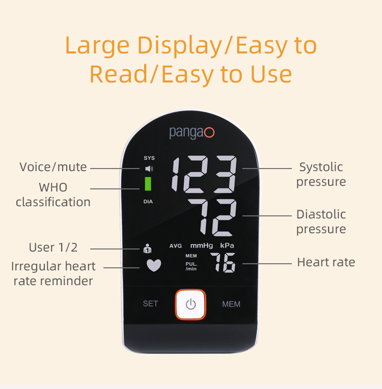 Thumbnail: PS800B19L Automatic arm digital sphygmomanometer LCD63x82 time and date show the