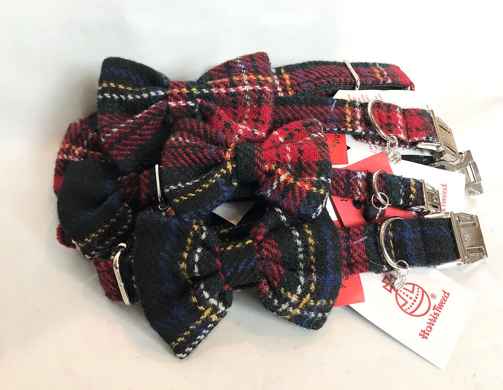 Thumbnail: Harris tweed tartan dog collar