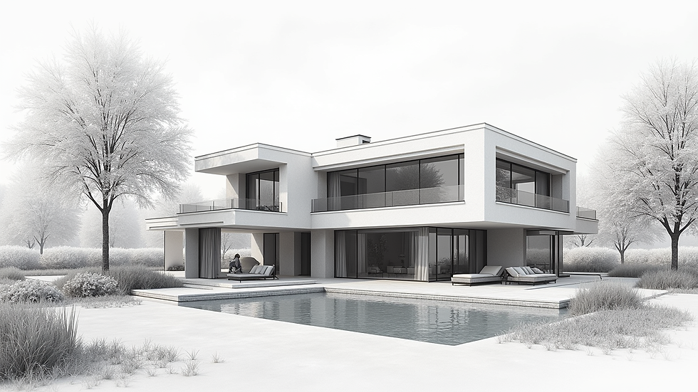 Plan architectural détaillé d’une villa contemporaine