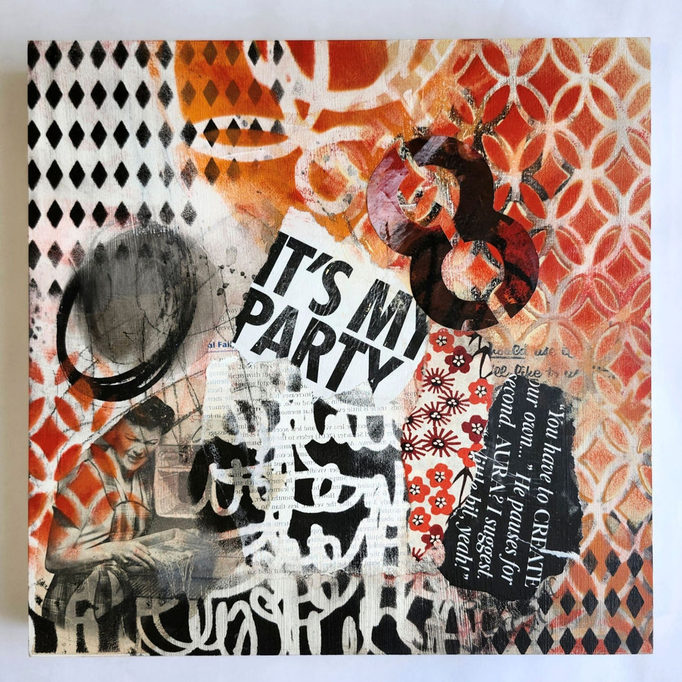 Quiet Distortion 2, 2026_acrylic, collage, mixed media on canvas_ 12 x 12 in