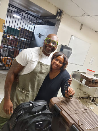 Chef Richard Ingraham and producer Sherri McGee McCovey in the kitchen for "Recipe For Change"