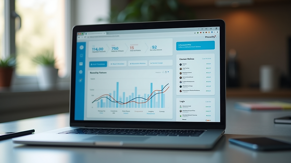 Close-up view of a laptop screen displaying AI-powered social media management dashboard