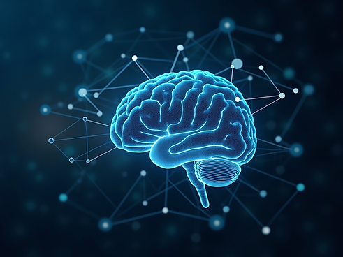 Illustration of a digital brain analyzing network connections to identify target audience