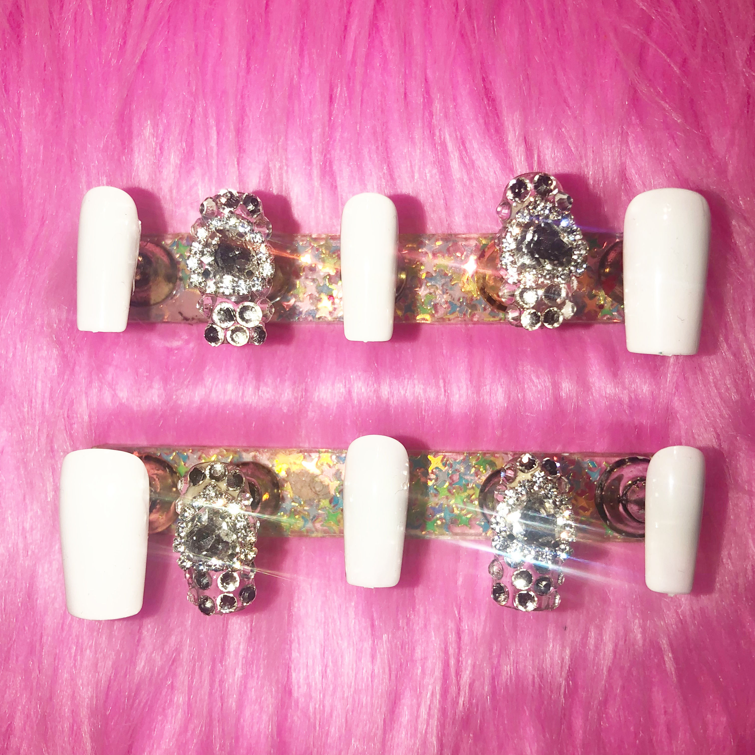 White  Diamond nails (Medium) 