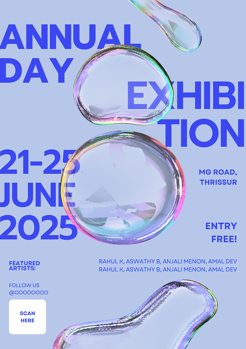 Annual Day Exhibition poster, June 21-25, 2025, MG Road Thrissur.