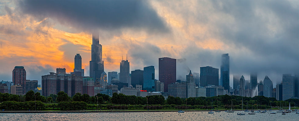 June Foggy Skyline Sunset