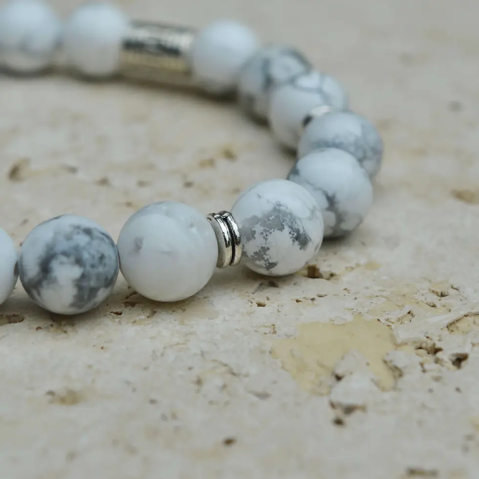 Thumbnail: White Howlite & Silver Bracelet