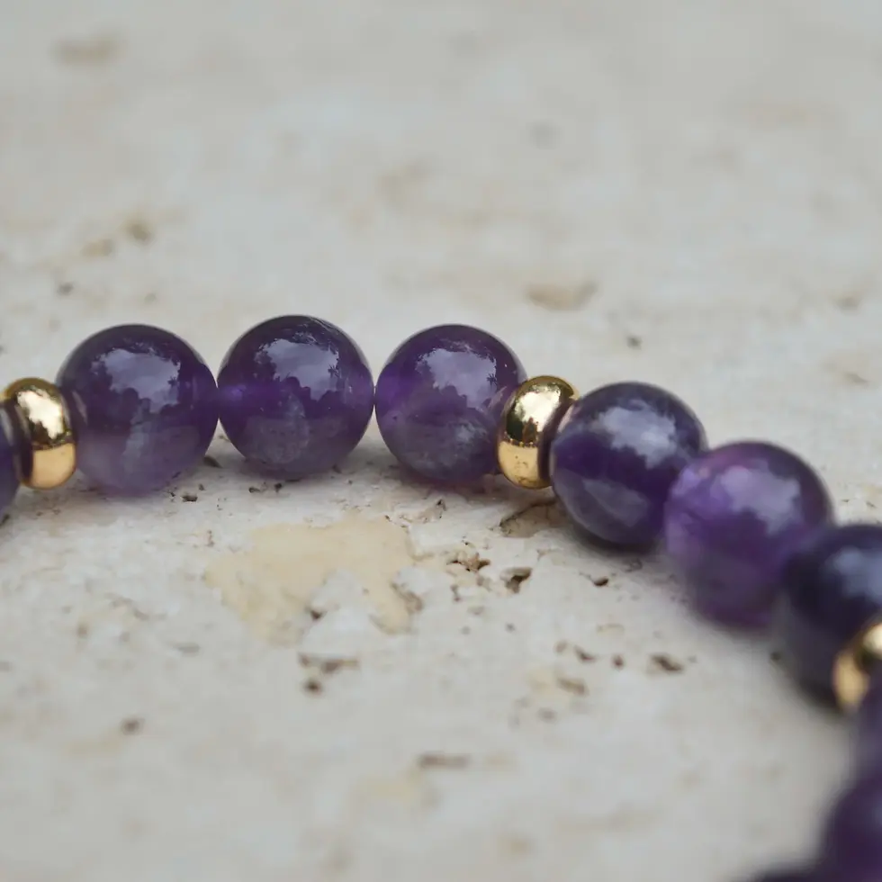 Thumbnail: Amethyst & 20ct Gold Plated Bracelet