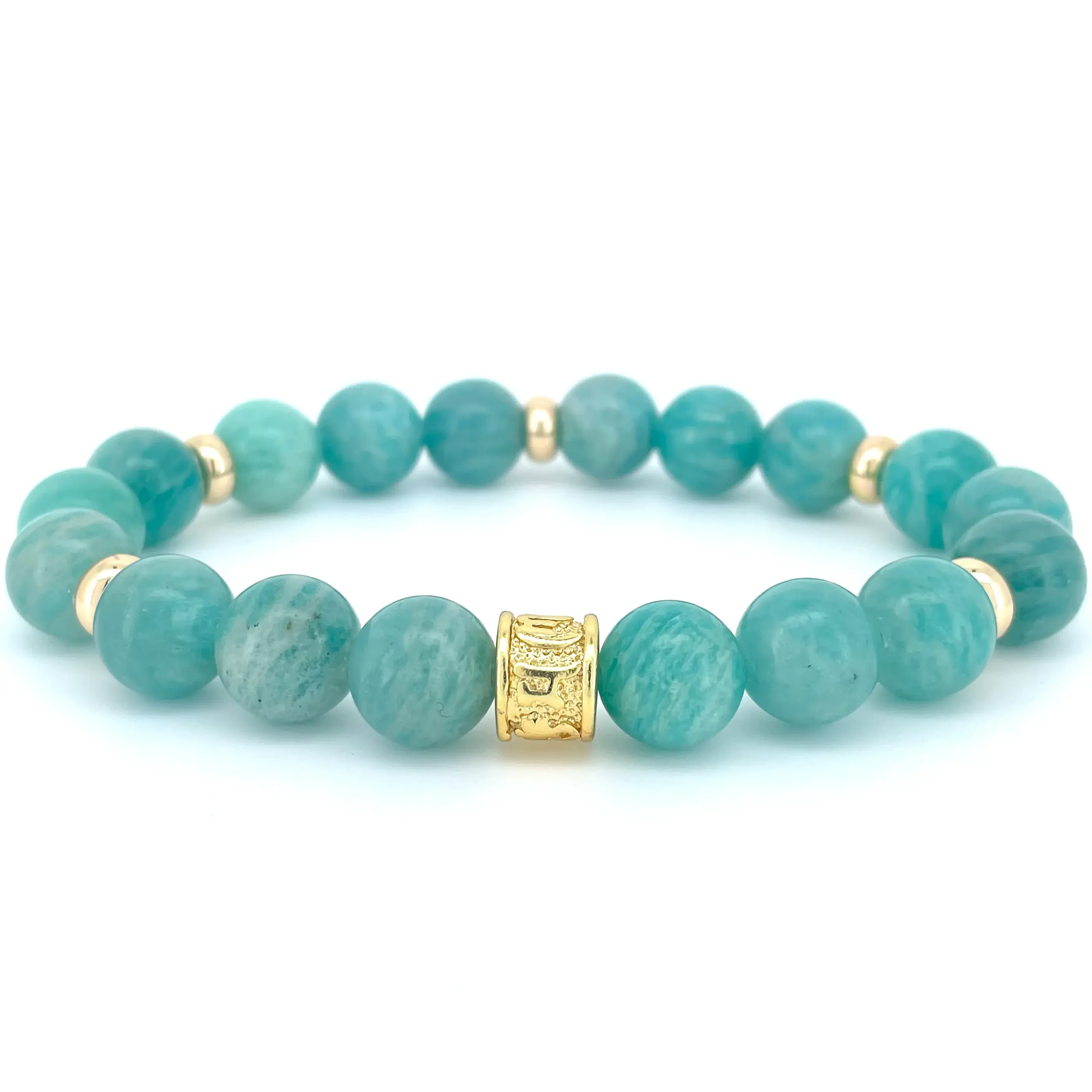 A Grade Amazonite Crystal & 20ct Gold Plate Bracelet