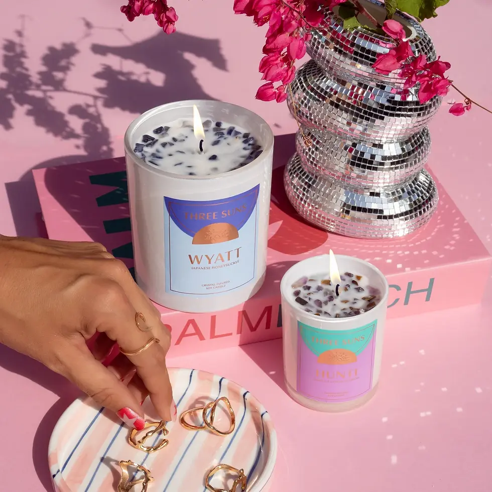 Thumbnail: Wyatt | Candle of Strength | Japanese Honeysuckle Crystal Infused