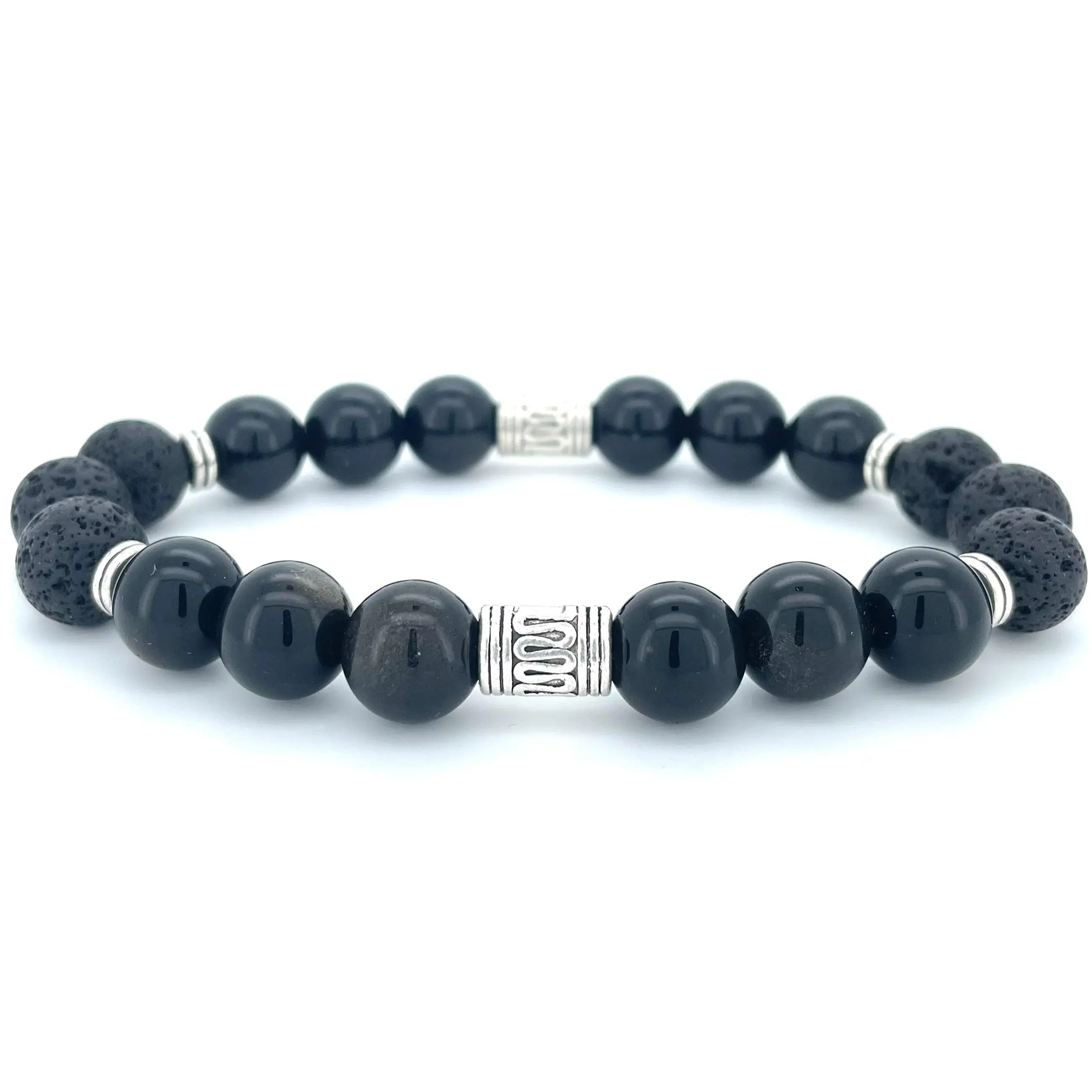Obsidian & Lava Stone Bracelet